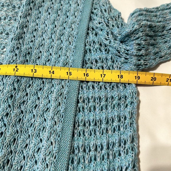 Sigrid Olsen Knit Crochet Cardigan Blue Sky Large Women’s - Picture 6 of 8
